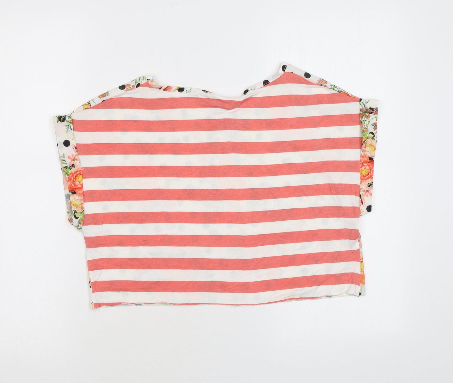 Womens UK Size 12 Red Herring Multicoloured Cropped T-Shirt