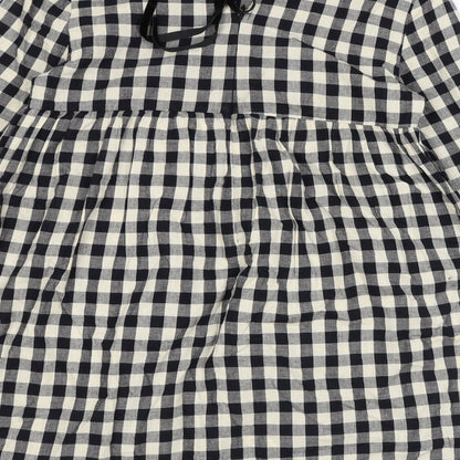 Zara Womens Black Check Polyester A-Line Size S Round Neck Tie