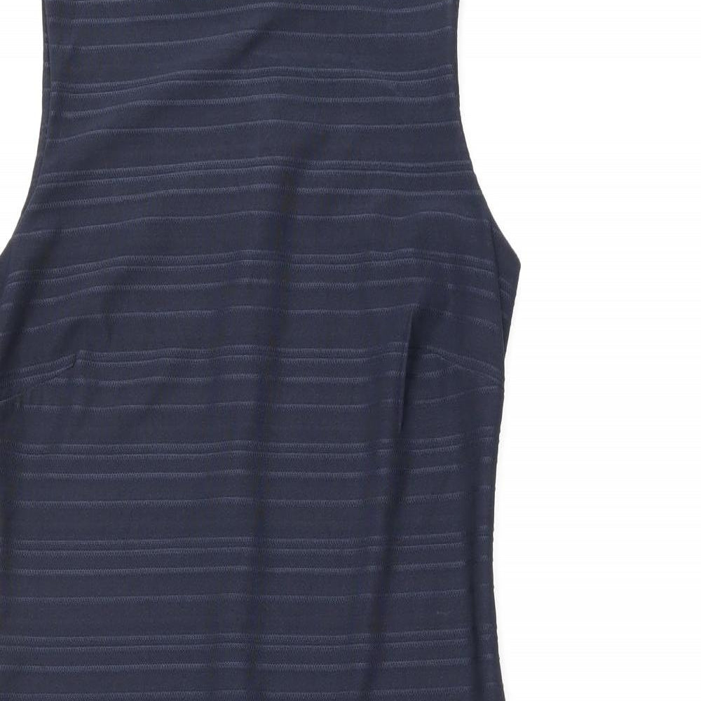 NEXT Womens Blue Polyester Pencil Dress Size 12 Boat Neck Zip