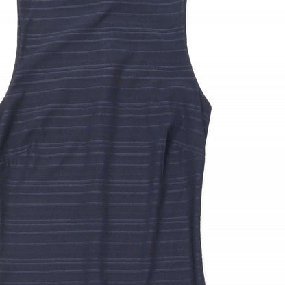 NEXT Womens Blue Polyester Pencil Dress Size 12 Boat Neck Zip