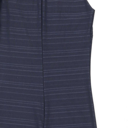 NEXT Womens Blue Polyester Pencil Dress Size 12 Boat Neck Zip