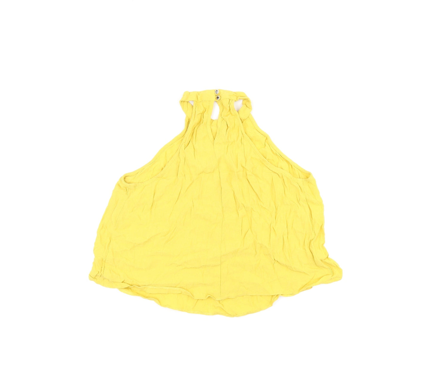 Miss Selfridge Womens Yellow Polyester Cropped T-Shirt Size 6 Halter