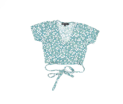 Womens UK Size S Motel Green Cropped T-Shirt