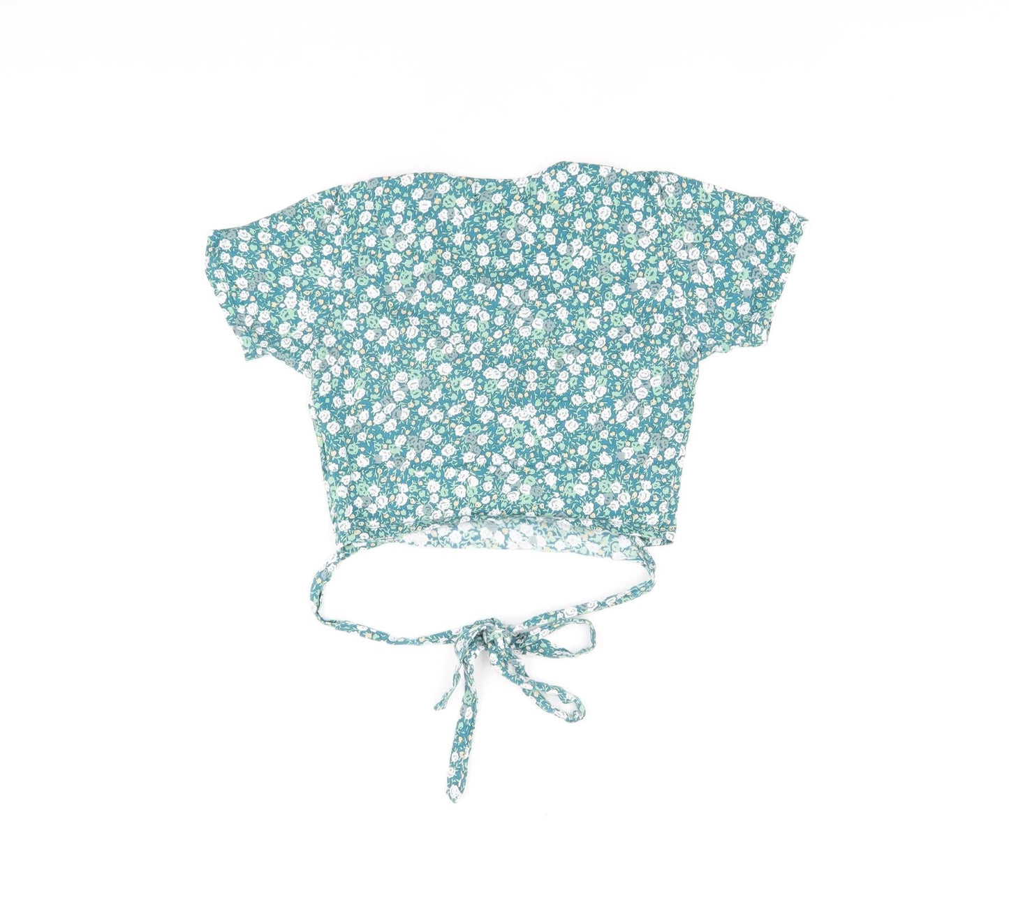 Womens UK Size S Motel Green Cropped T-Shirt