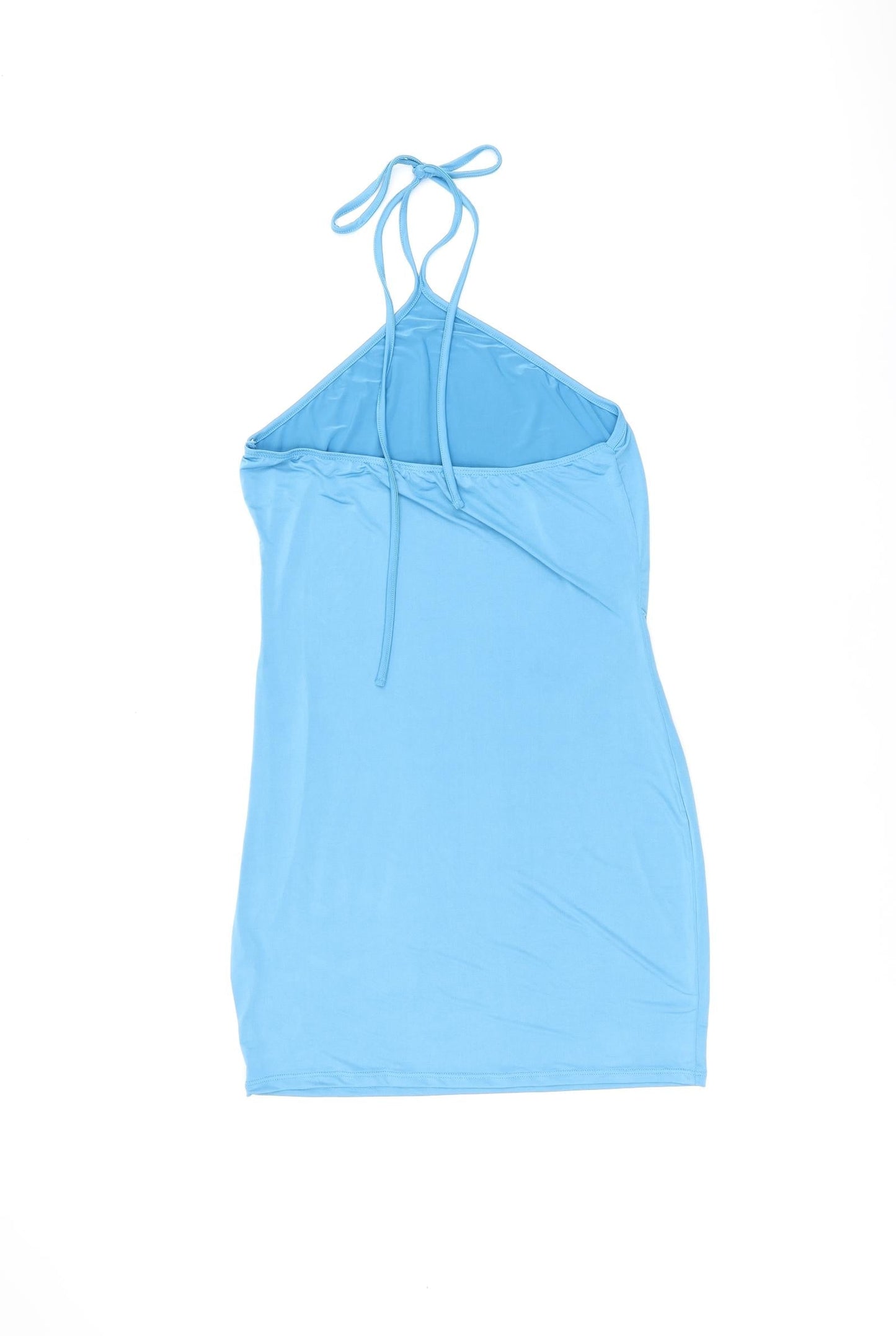 PRETTYLITTLETHING Womens Blue Polyester Bodycon Size 14 Halter Pullover