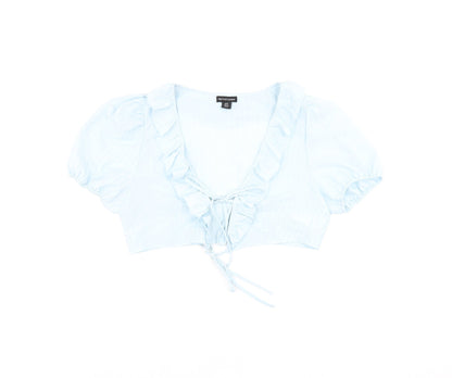 Womens UK Size 12 PRETTYLITTLETHING Blue Cropped Blouse