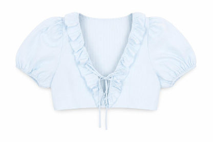 Womens UK Size 12 PRETTYLITTLETHING Blue Cropped Blouse