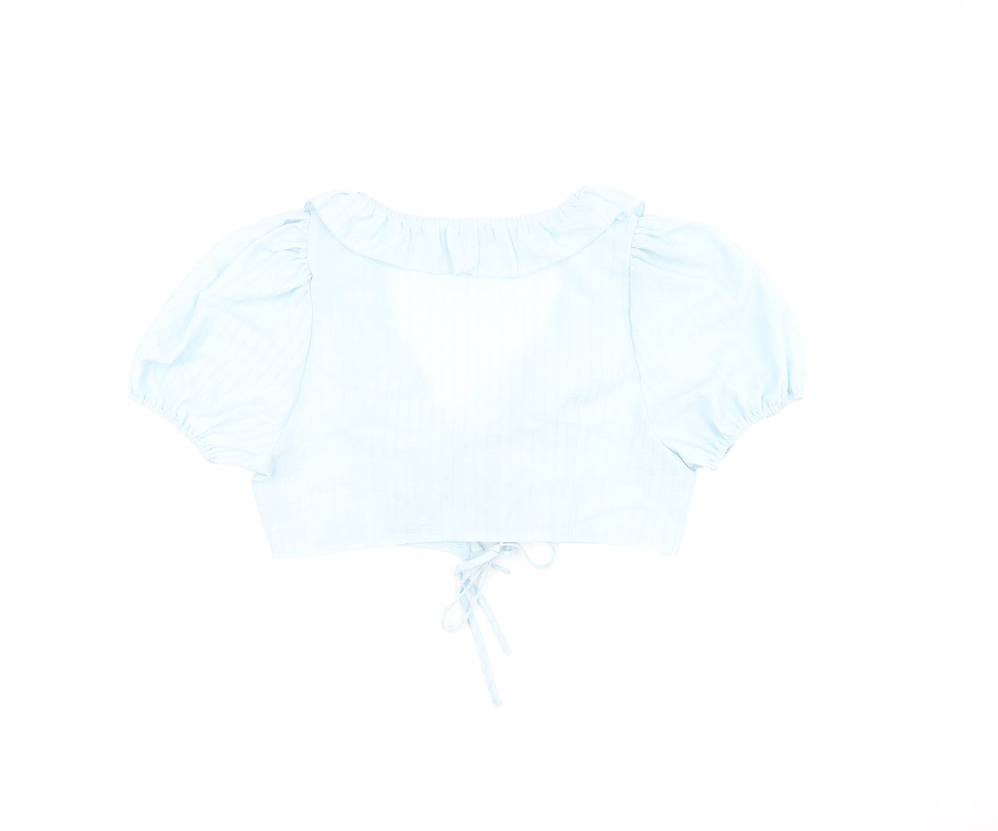 Womens UK Size 12 PRETTYLITTLETHING Blue Cropped Blouse