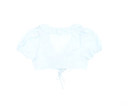 Womens UK Size 12 PRETTYLITTLETHING Blue Cropped Blouse