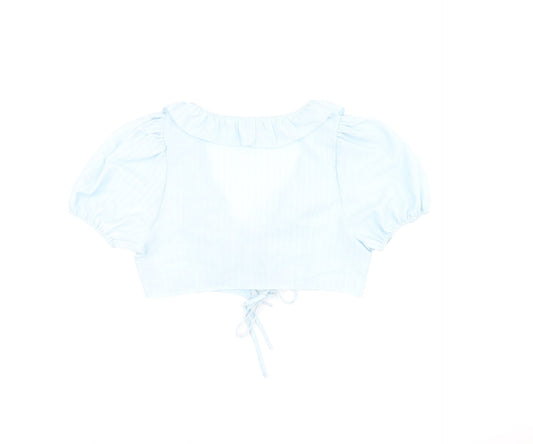 Womens UK Size 12 PRETTYLITTLETHING Blue Cropped Blouse