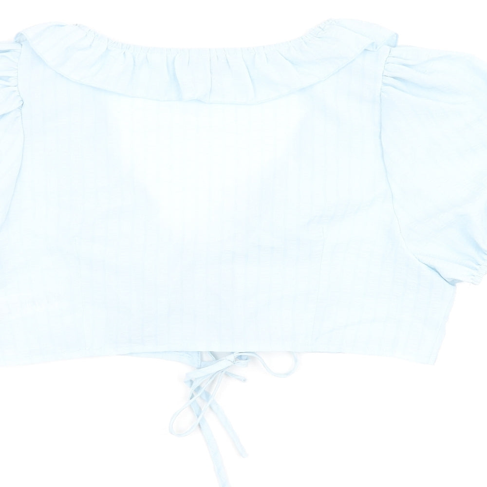 Womens UK Size 12 PRETTYLITTLETHING Blue Cropped Blouse
