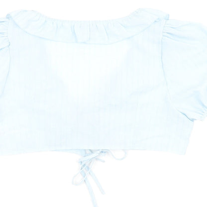 Womens UK Size 12 PRETTYLITTLETHING Blue Cropped Blouse