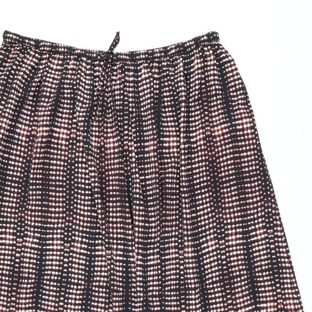 Per Una Womens Black Geometric Polyester Swing Skirt Size 18 Drawstring