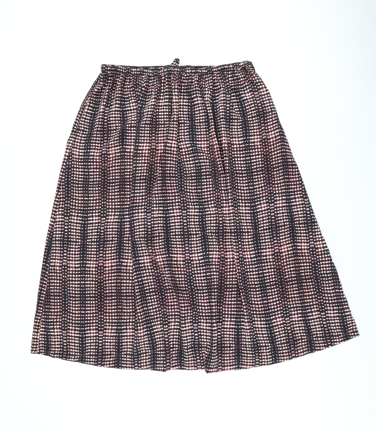 Per Una Womens Black Geometric Polyester Swing Skirt Size 16 Drawstring