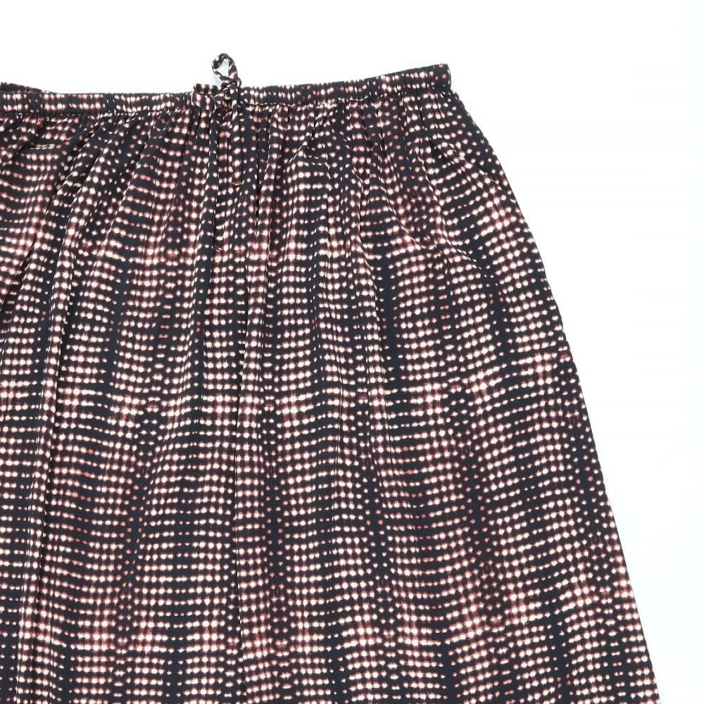 Per Una Womens Black Geometric Polyester Swing Skirt Size 16 Drawstring