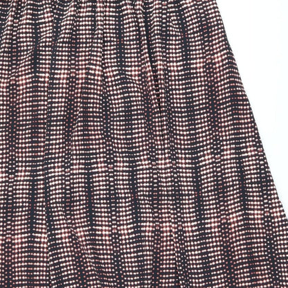 Per Una Womens Black Geometric Polyester Swing Skirt Size 16 Drawstring
