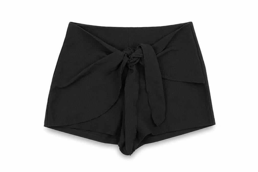 Niay Womens Black Polyester Hot Pants Shorts Size XL Regular Zip
