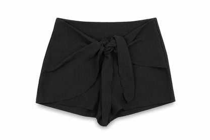 Niay Womens Black Polyester Hot Pants Shorts Size XL Regular Zip