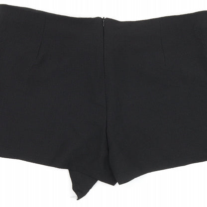 Niay Womens Black Polyester Hot Pants Shorts Size XL Regular Zip