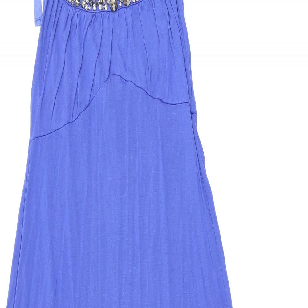 South Womens Blue Viscose Maxi Size 10 Halter Pullover
