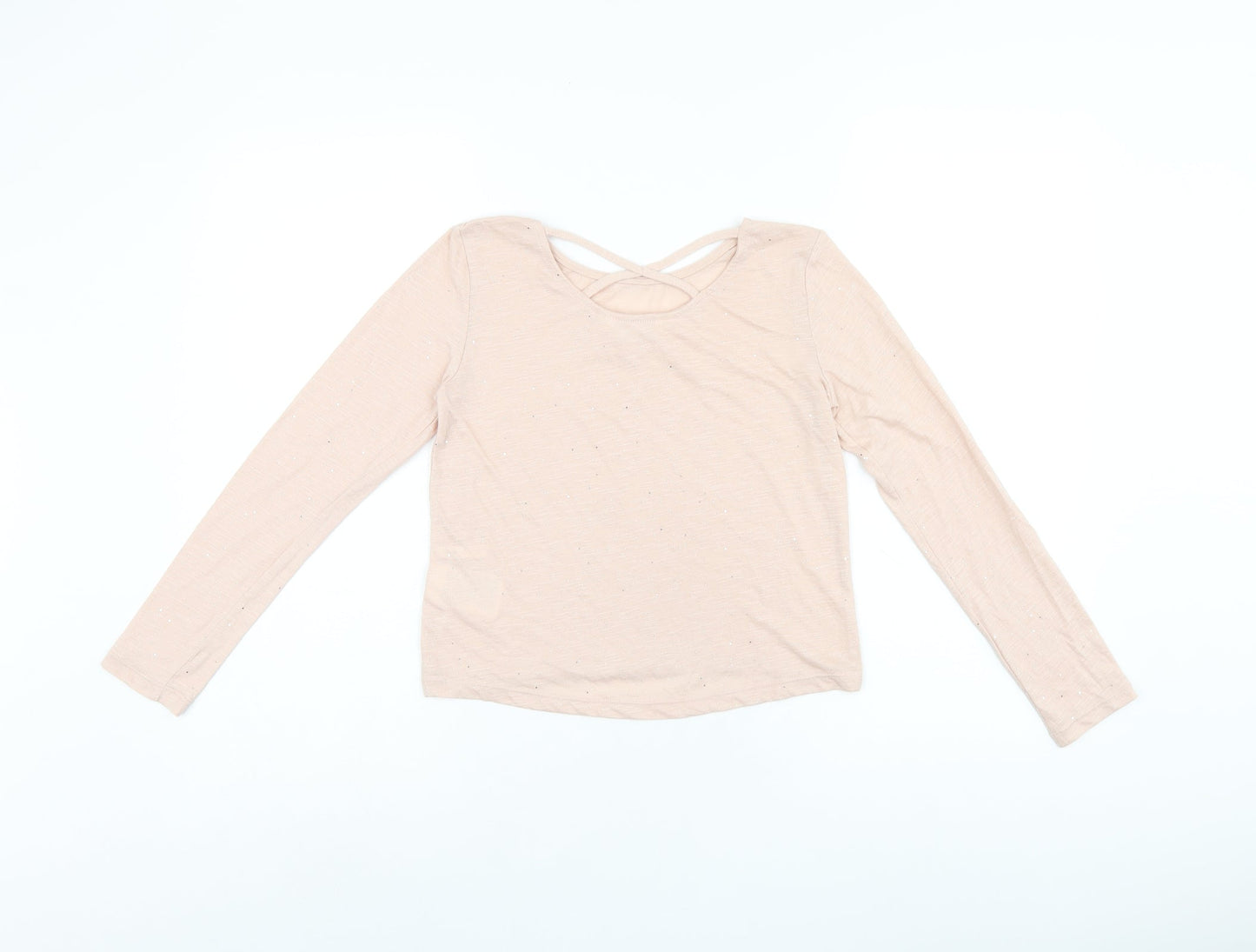 H&M Girls Pink Polyester Jersey T-Shirt Size 8-9 Years Boat Neck Pullover - 8-10years