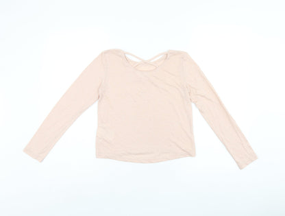 H&M Girls Pink Polyester Jersey T-Shirt Size 8-9 Years Boat Neck Pullover - 8-10years