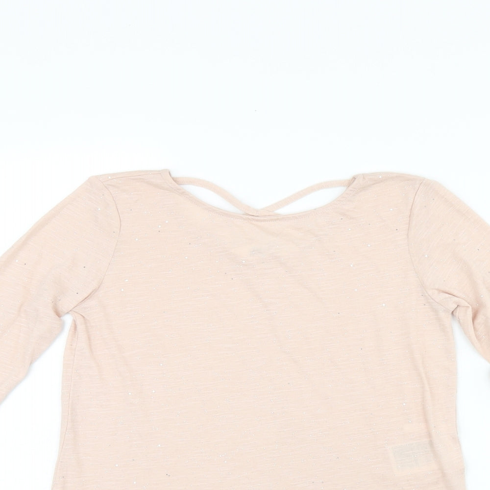 H&M Girls Pink Polyester Jersey T-Shirt Size 8-9 Years Boat Neck Pullover - 8-10years