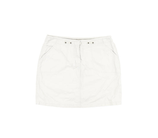 New Look Womens Beige Cotton Mini Skirt Size 10 Zip