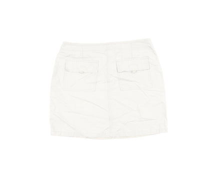 New Look Womens Beige Cotton Mini Skirt Size 10 Zip