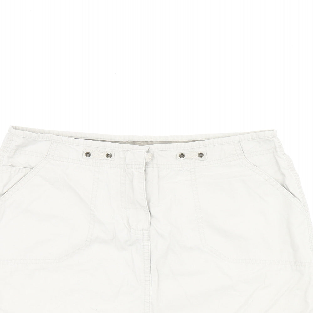 New Look Womens Beige Cotton Mini Skirt Size 10 Zip