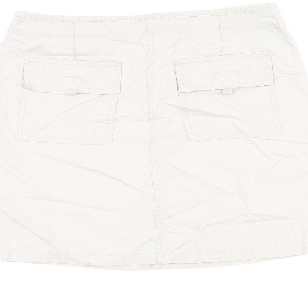 New Look Womens Beige Cotton Mini Skirt Size 10 Zip