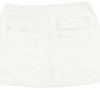 New Look Womens Beige Cotton Mini Skirt Size 10 Zip