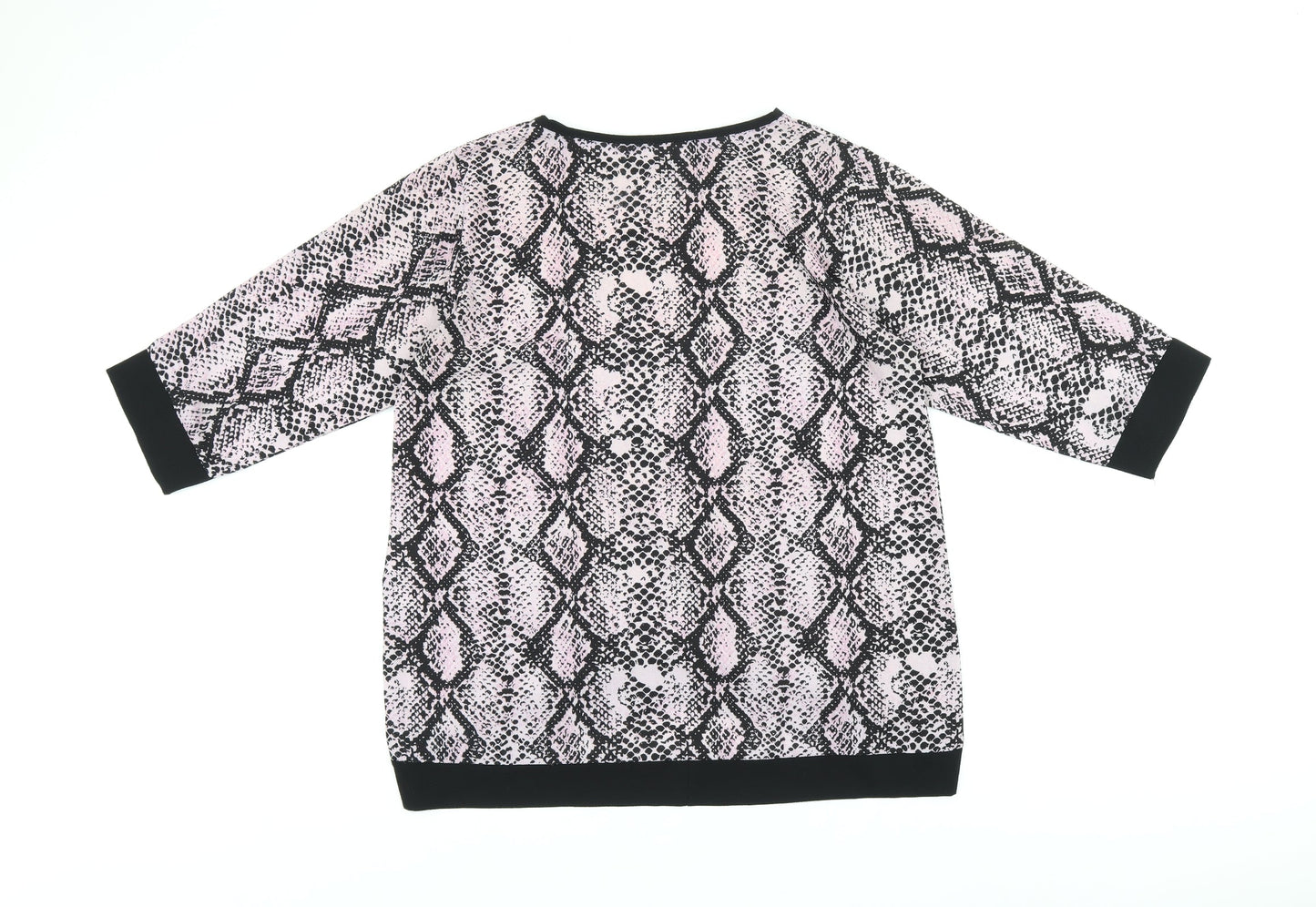 Quiz Womens Pink Animal Print Polyester Basic T-Shirt Size 12 Boat Neck