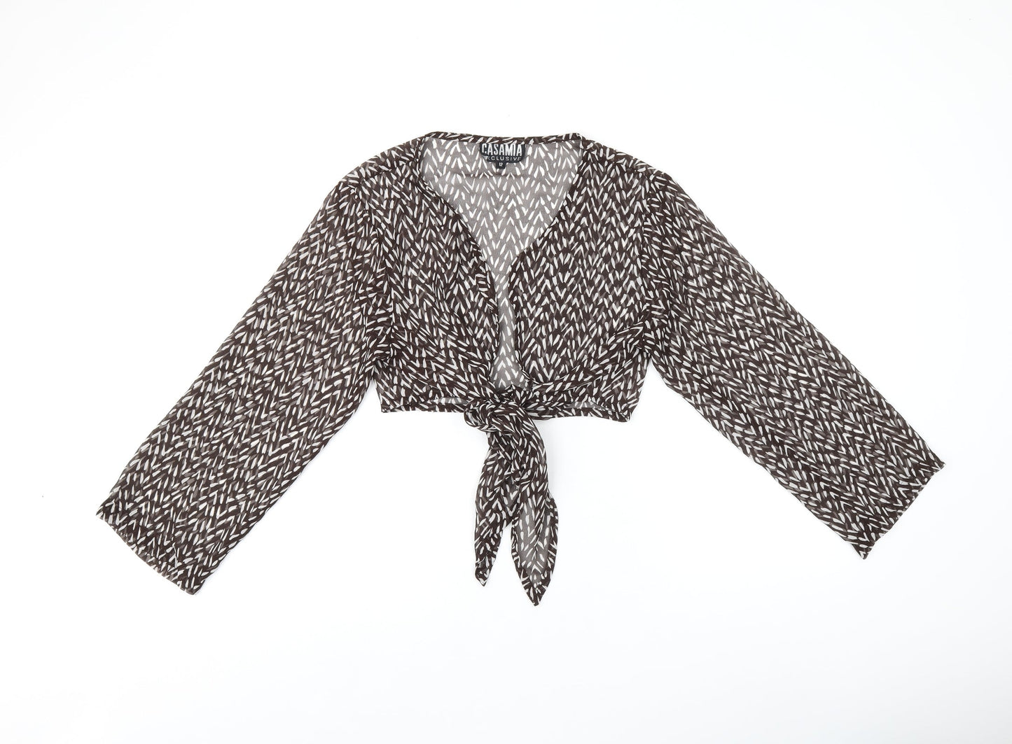 Womens UK Size 12 CASAMIA Brown Cropped Blouse