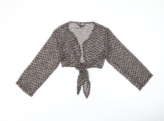 Womens UK Size 12 CASAMIA Brown Cropped Blouse
