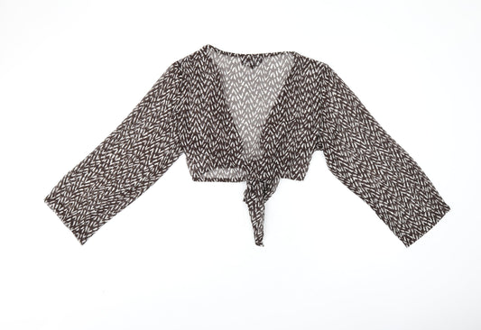 Womens UK Size 12 CASAMIA Brown Cropped Blouse