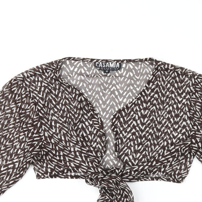 Womens UK Size 12 CASAMIA Brown Cropped Blouse