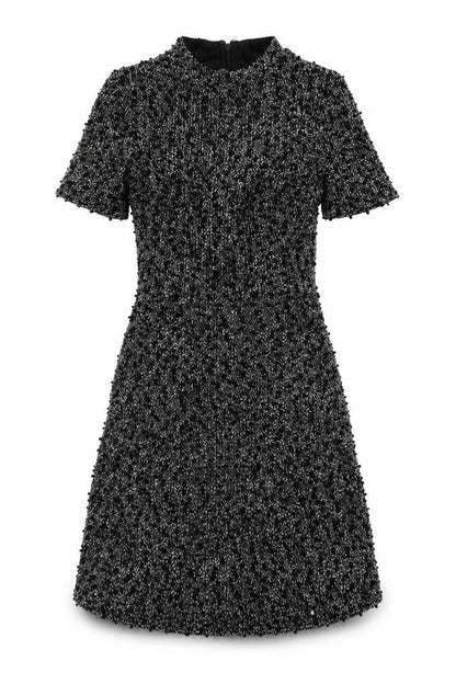 Warehouse Womens Black Polyester A-Line Size 8 Round Neck Zip