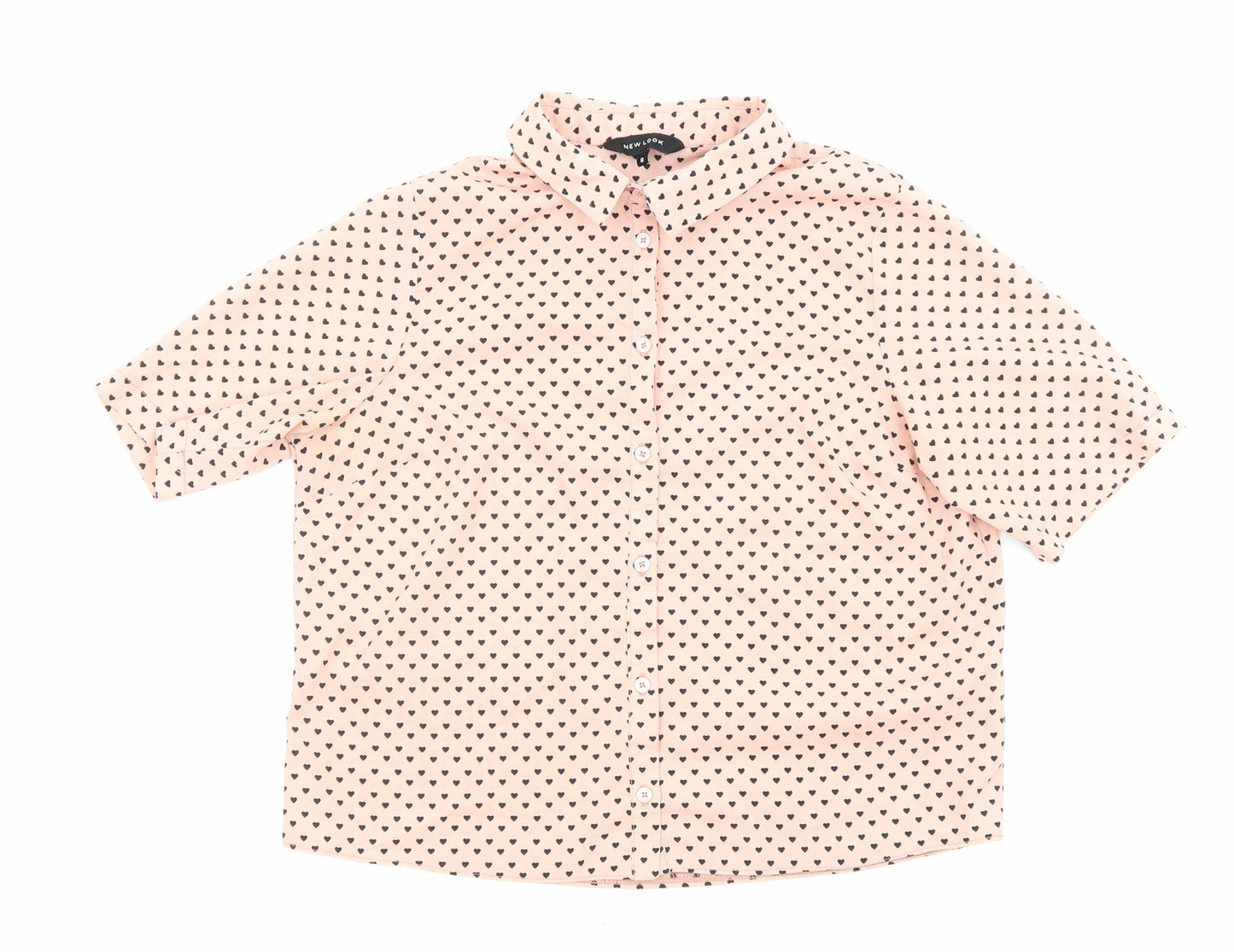 Womens UK Size 8 New Look Pink Basic Button-Up