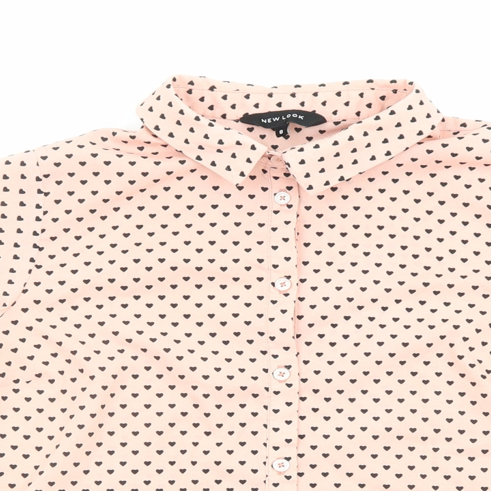 Womens UK Size 8 New Look Pink Basic Button-Up
