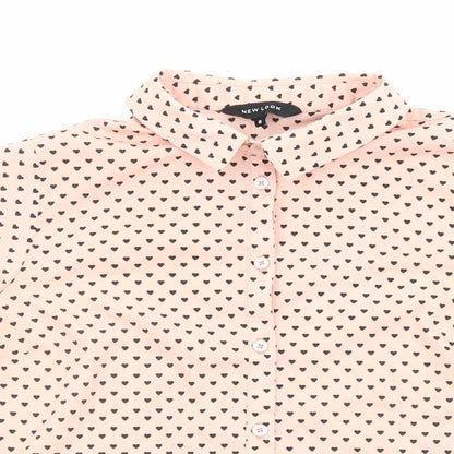 Womens UK Size 8 New Look Pink Basic Button-Up