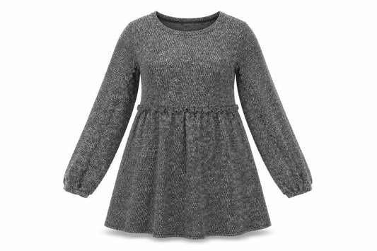 Rode Womens Grey Polyester Fit & Flare Size M Round Neck Pullover - Ruffles