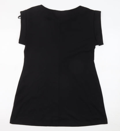 Dorothy Perkins Womens Black Polyester T-Shirt Dress Size 14 Round Neck Pullover - Studded