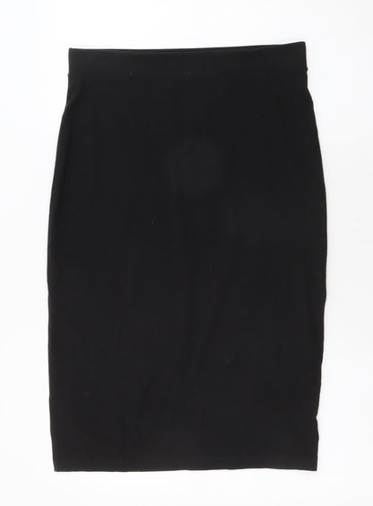 Divided Womens Black Cotton Straight & Pencil Skirt Size L Zip