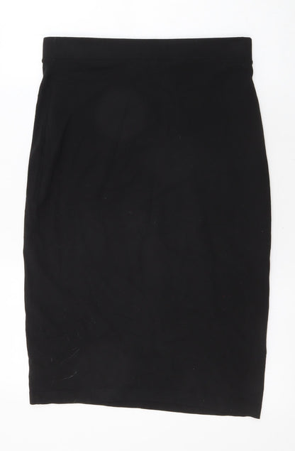 Divided Womens Black Cotton Straight & Pencil Skirt Size L Zip