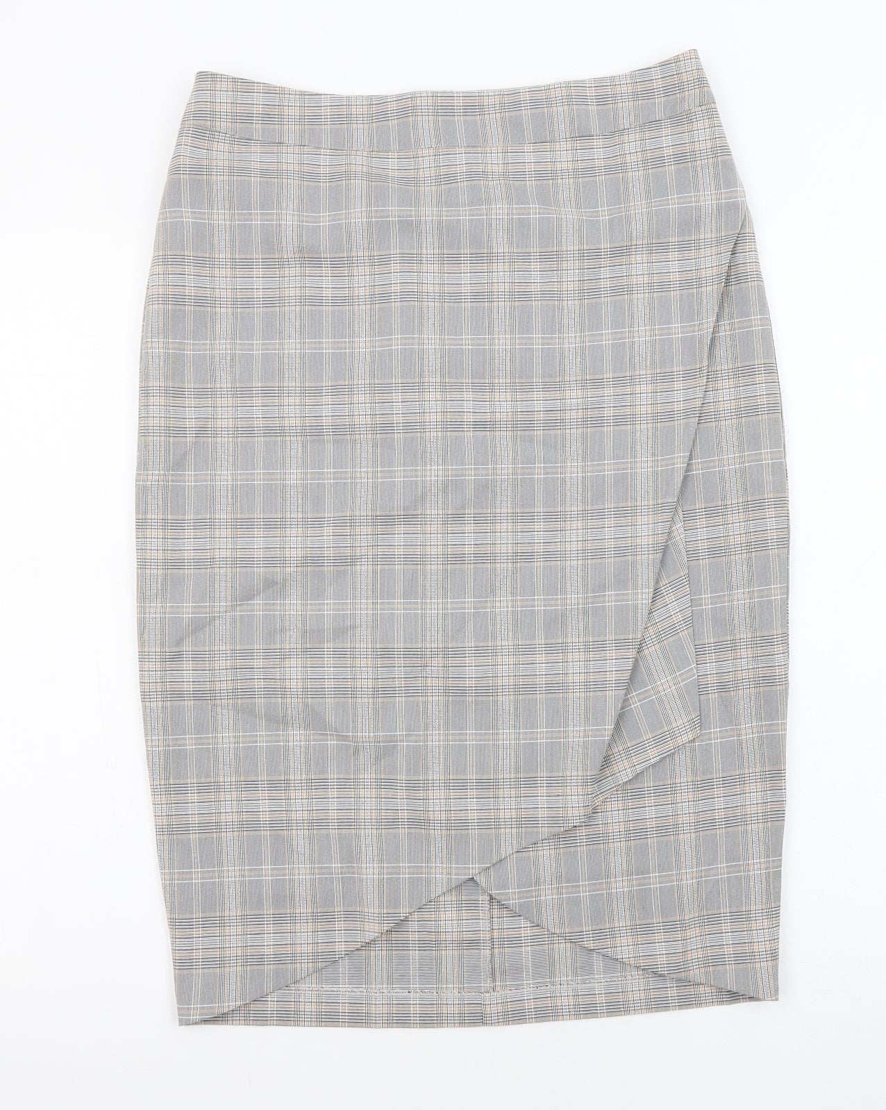 Oasis Womens Grey Plaid Polyester Straight & Pencil Skirt Size 12 Zip