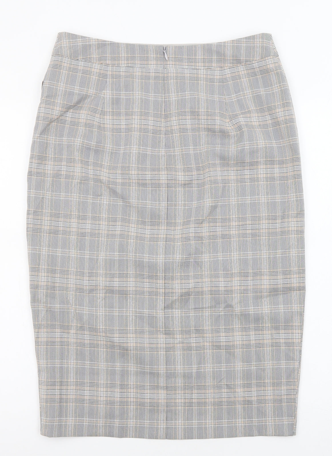 Oasis Womens Grey Plaid Polyester Straight & Pencil Skirt Size 12 Zip