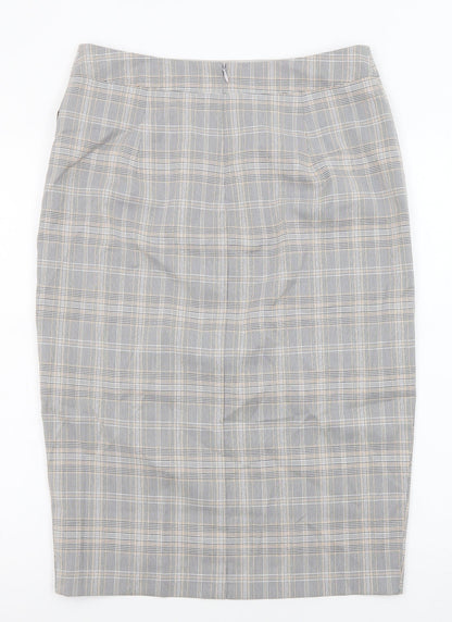Oasis Womens Grey Plaid Polyester Straight & Pencil Skirt Size 12 Zip