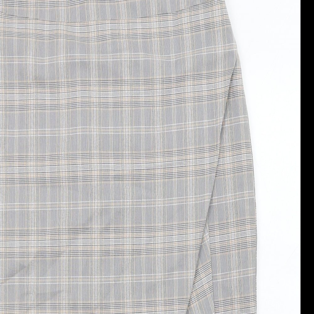Oasis Womens Grey Plaid Polyester Straight & Pencil Skirt Size 12 Zip
