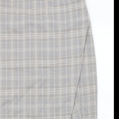 Oasis Womens Grey Plaid Polyester Straight & Pencil Skirt Size 12 Zip